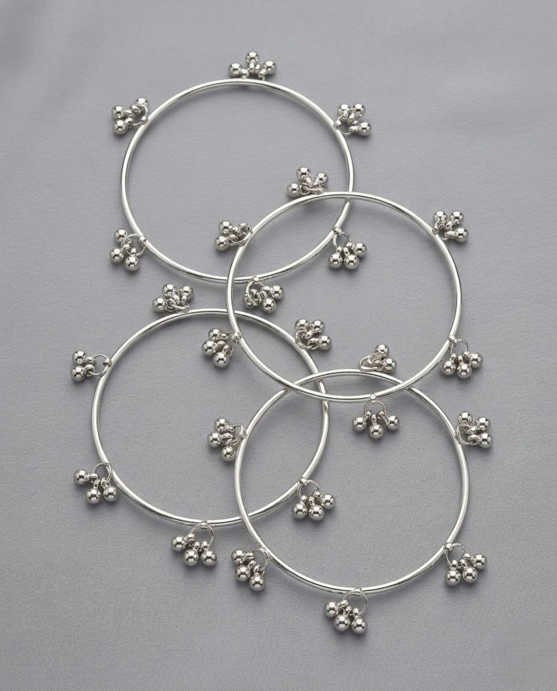 Viral Kashmiri Silver Ghungroo Bangle Set (4 Pcs)