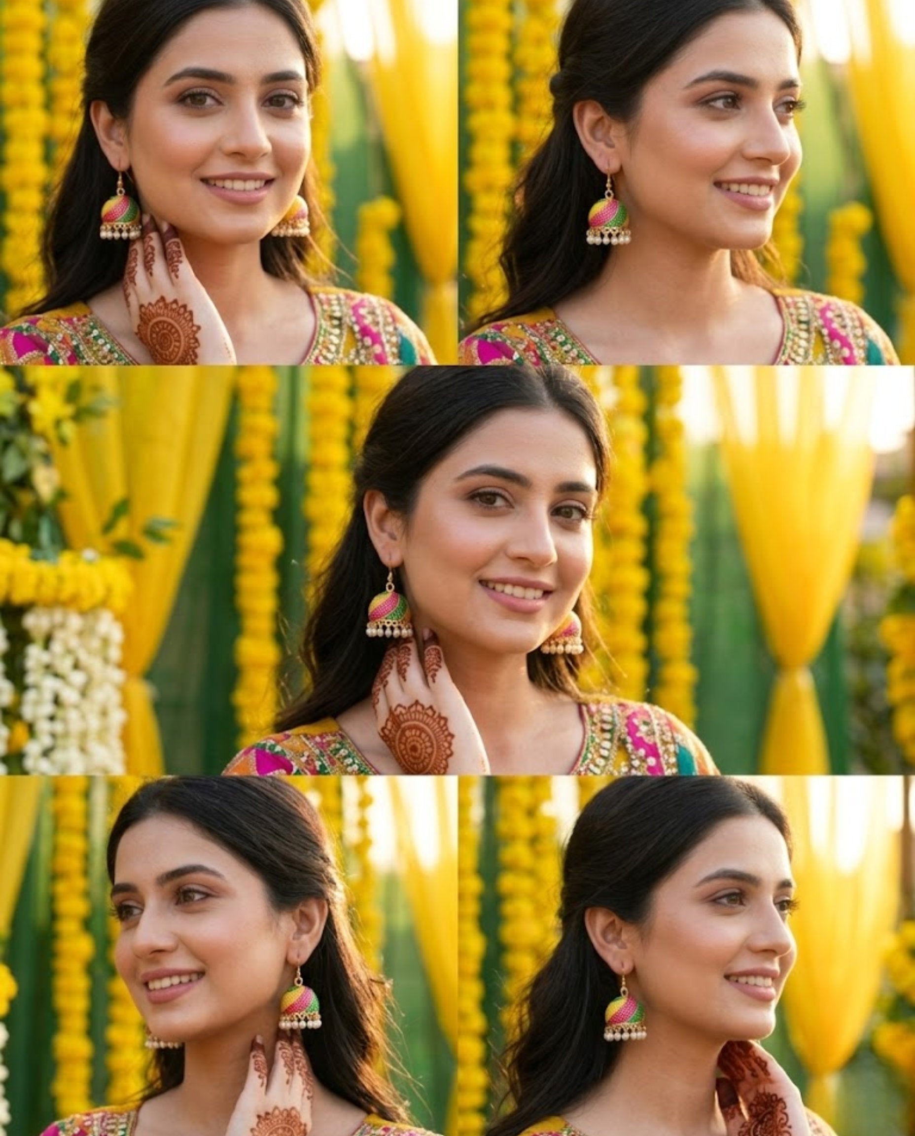 Orneza Multi-Color Meenakari Jhumka Earrings with Pearls