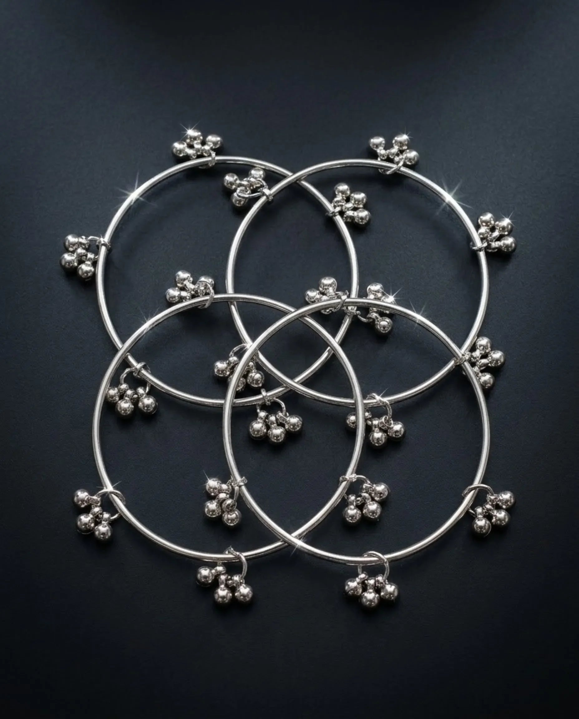 Viral Kashmiri Silver Ghungroo Bangle Set (4 Pcs)