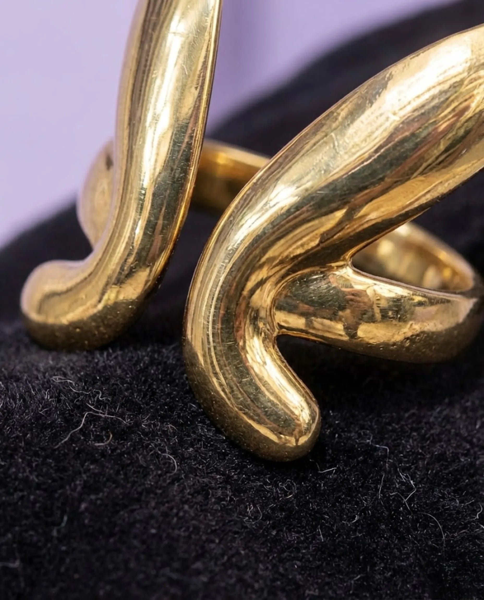 Orneza Aura Gold Abstract Wing Statement Ring