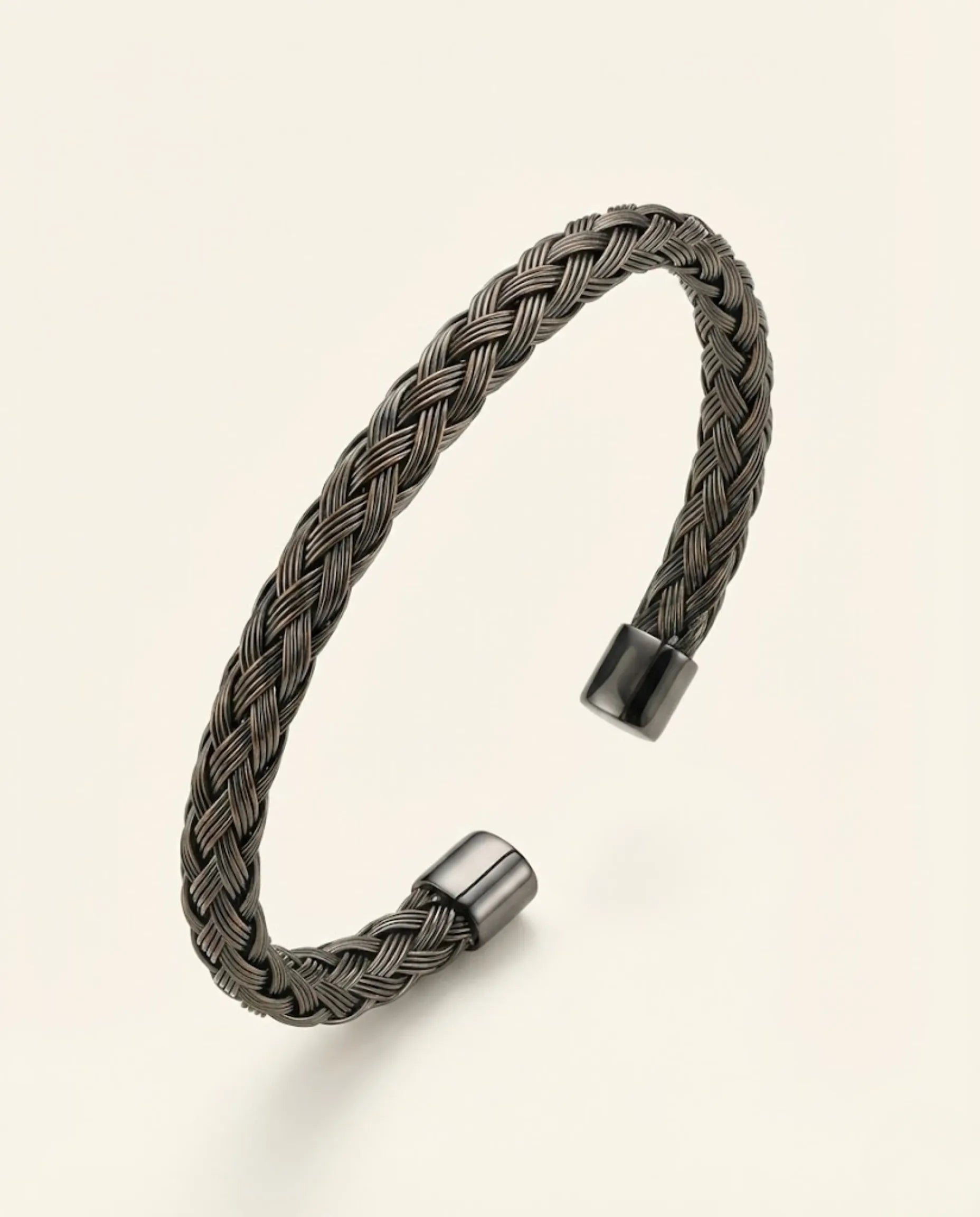 Orneza Titan Braided Gunmetal Cuff Bangle