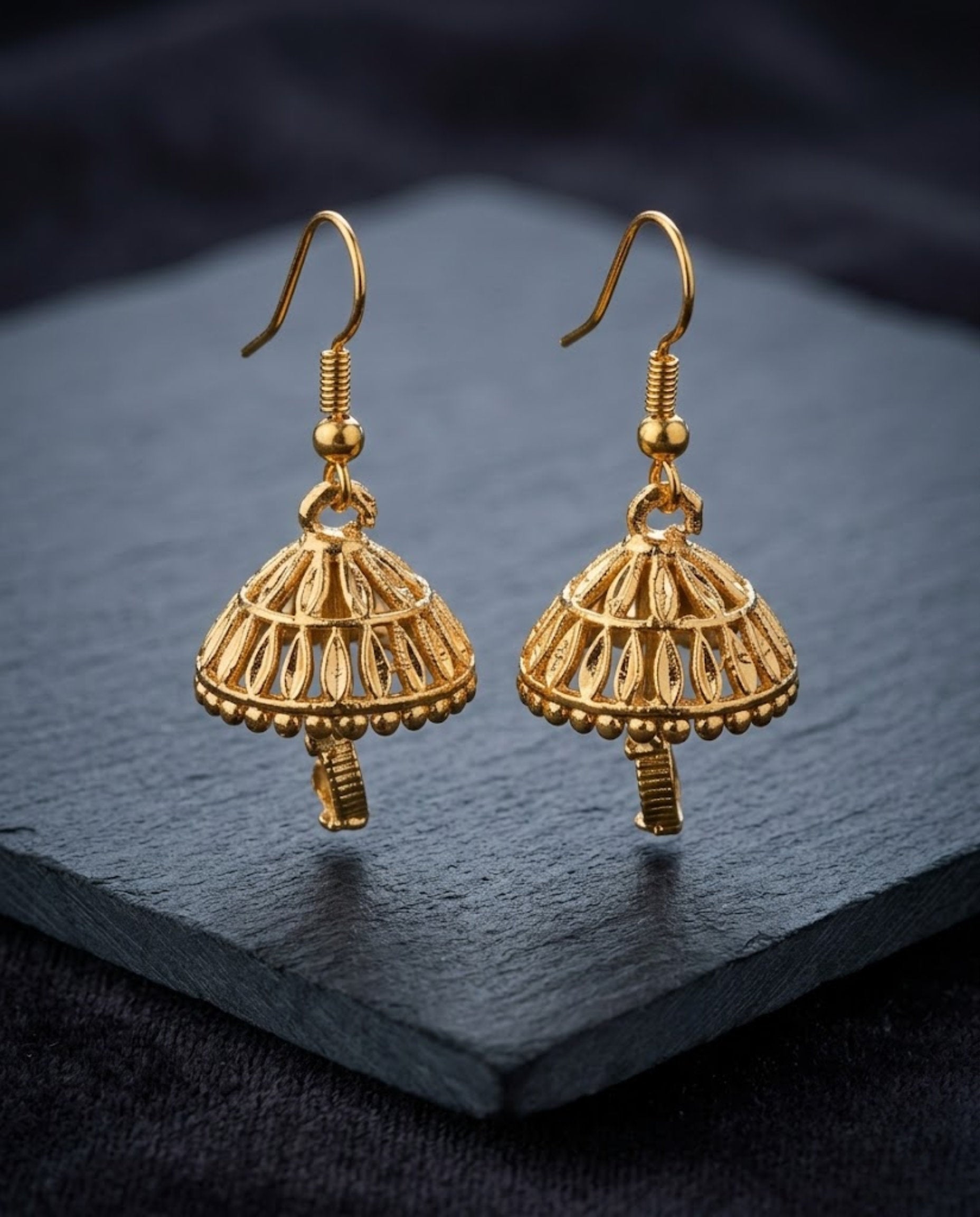 Orneza Gold Plated Jhumka Earrings with Zircon Drop