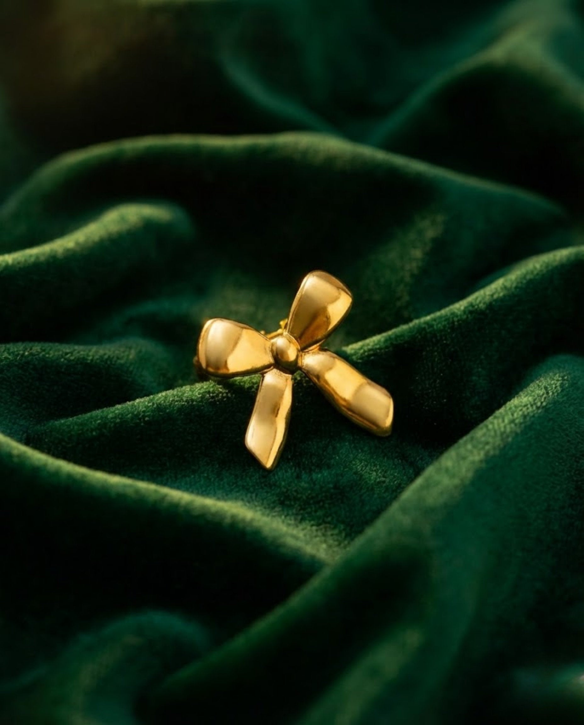 Orneza Gold Plated Sculptural Bow Adjustable Statement Ring