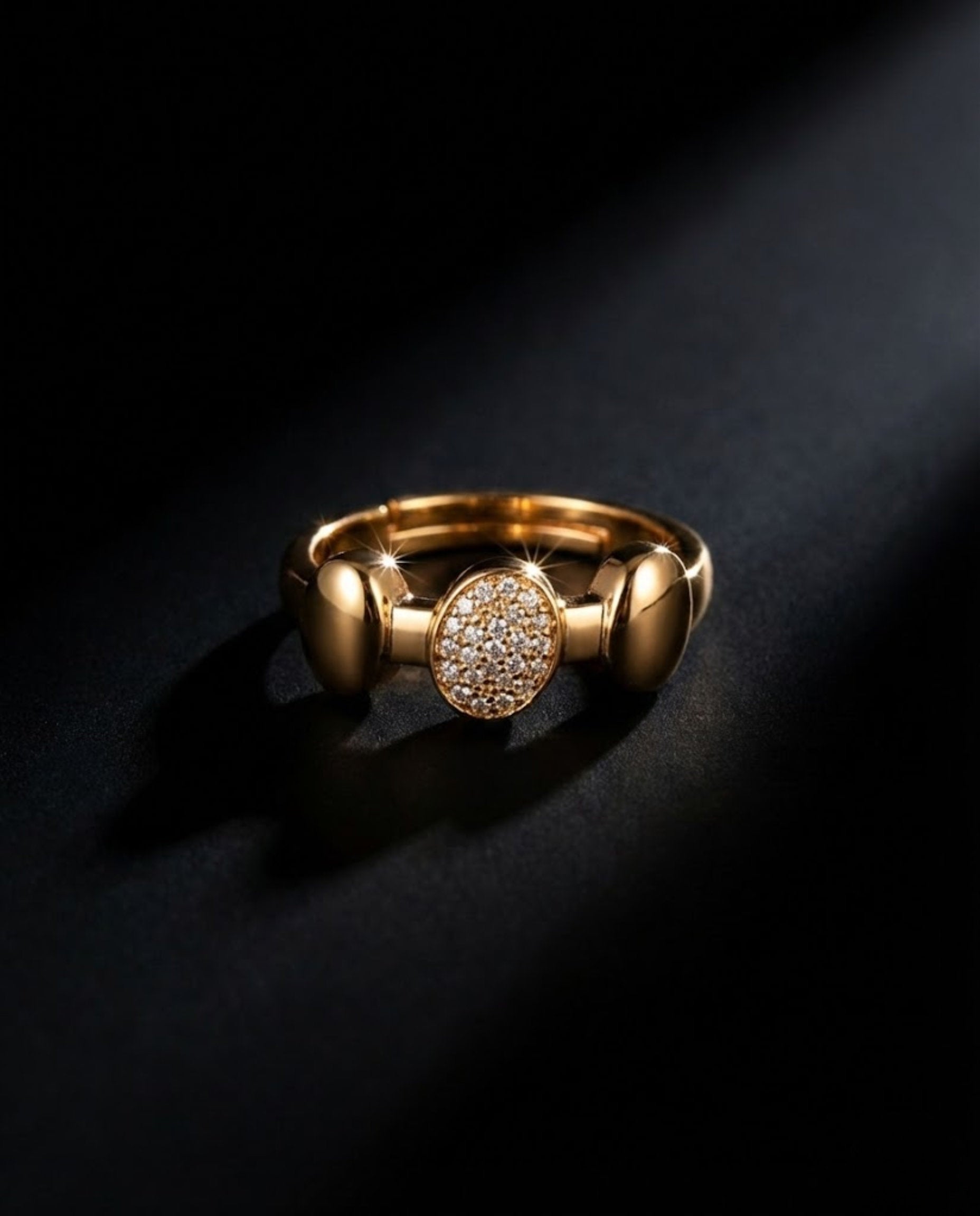 Orneza Gold Medallion Pave Zirconia Statement Ring