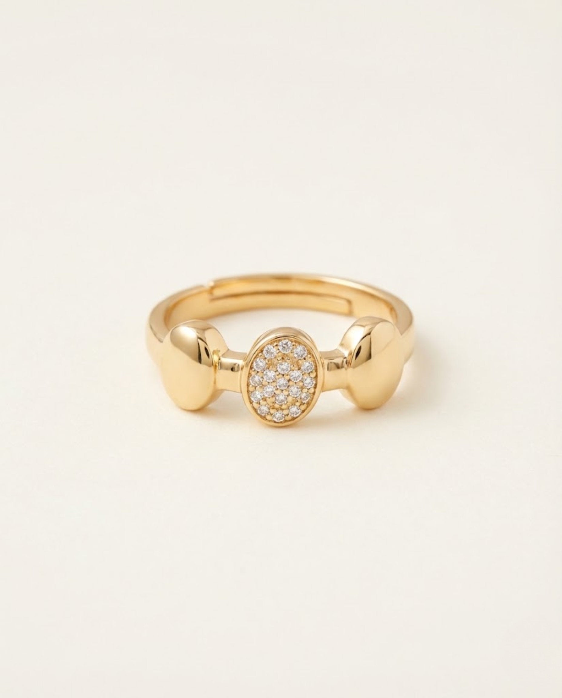 Orneza Gold Medallion Pave Zirconia Statement Ring