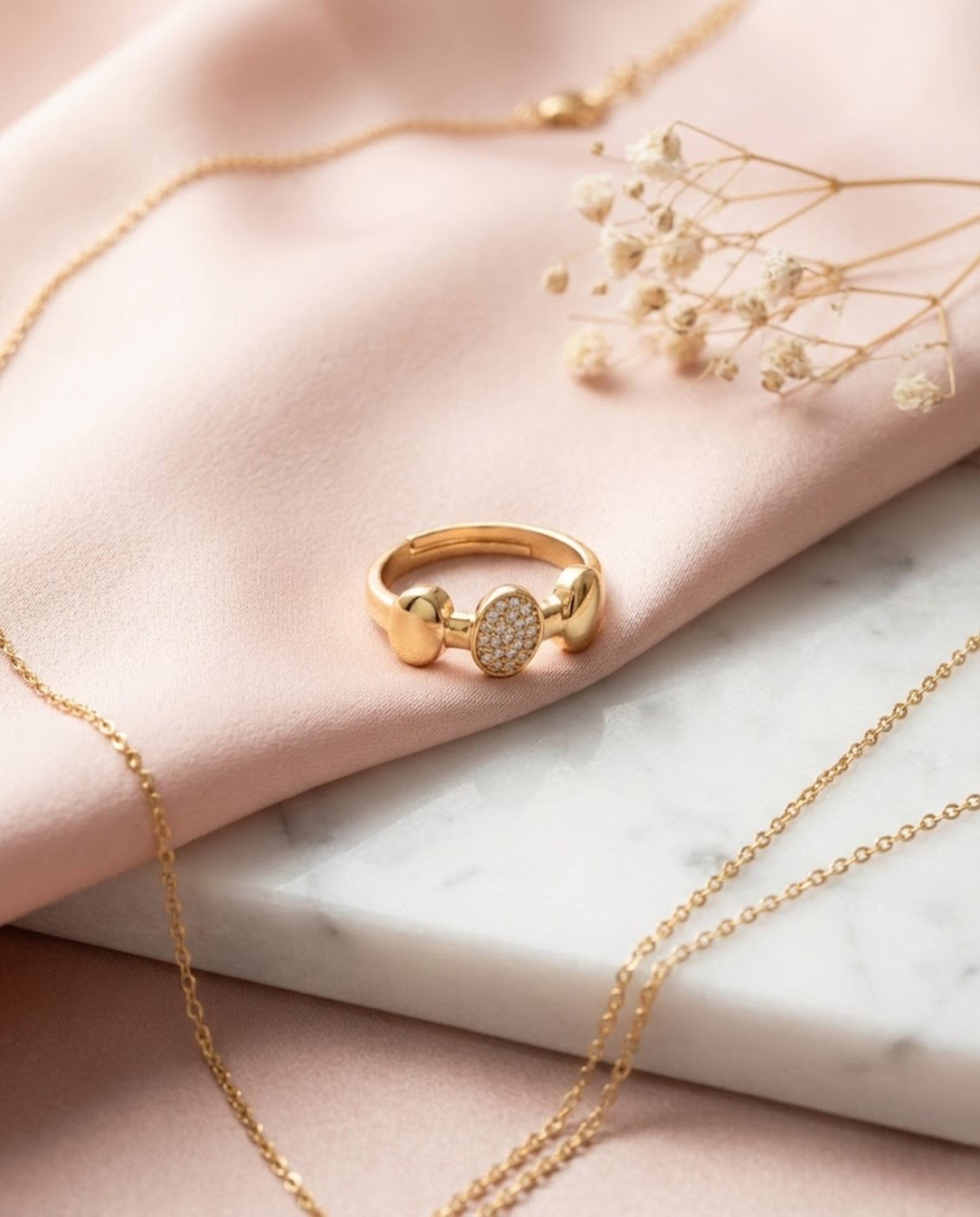 Orneza Gold Medallion Pave Zirconia Statement Ring