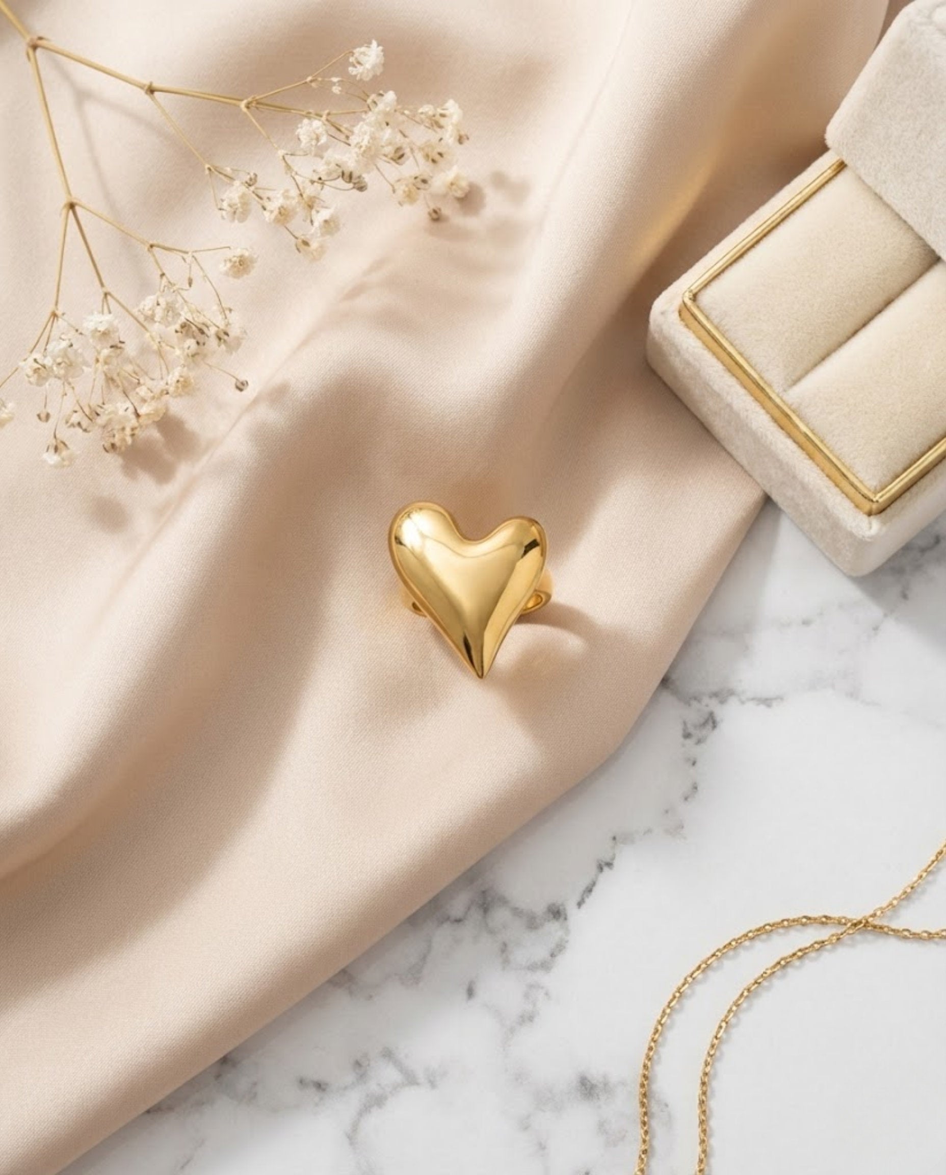 Orneza Gold Plated Sculptural Heart Statement Ring