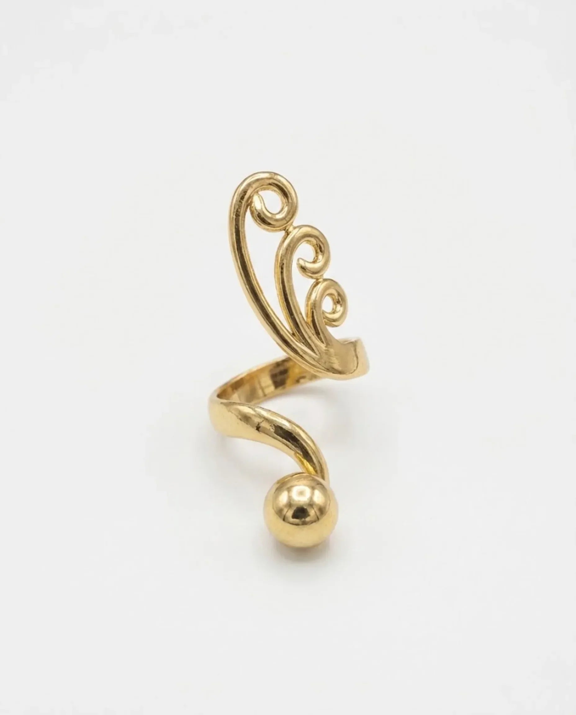 Orneza Ethereal Gold Swirl Statement Ring