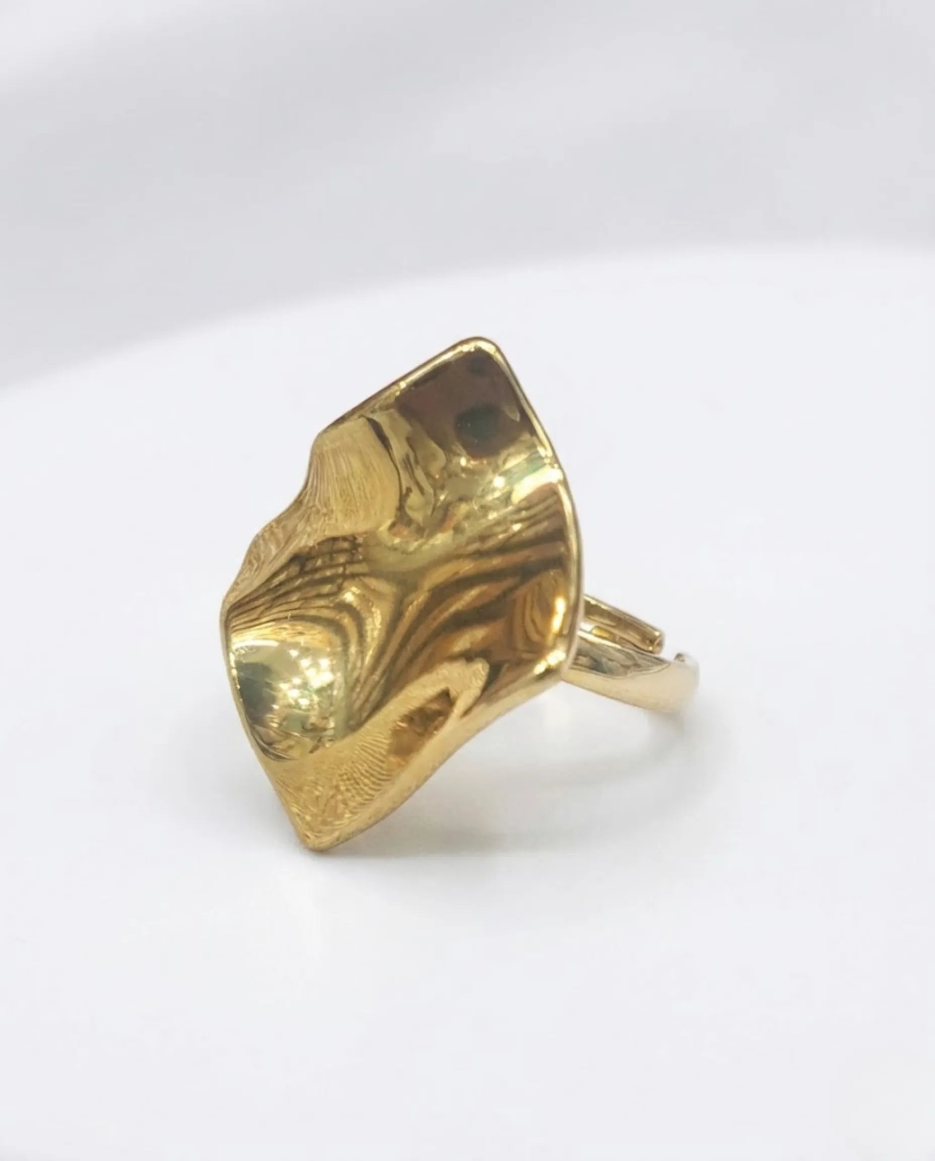 Orneza Liquid Gold Wave Statement Ring