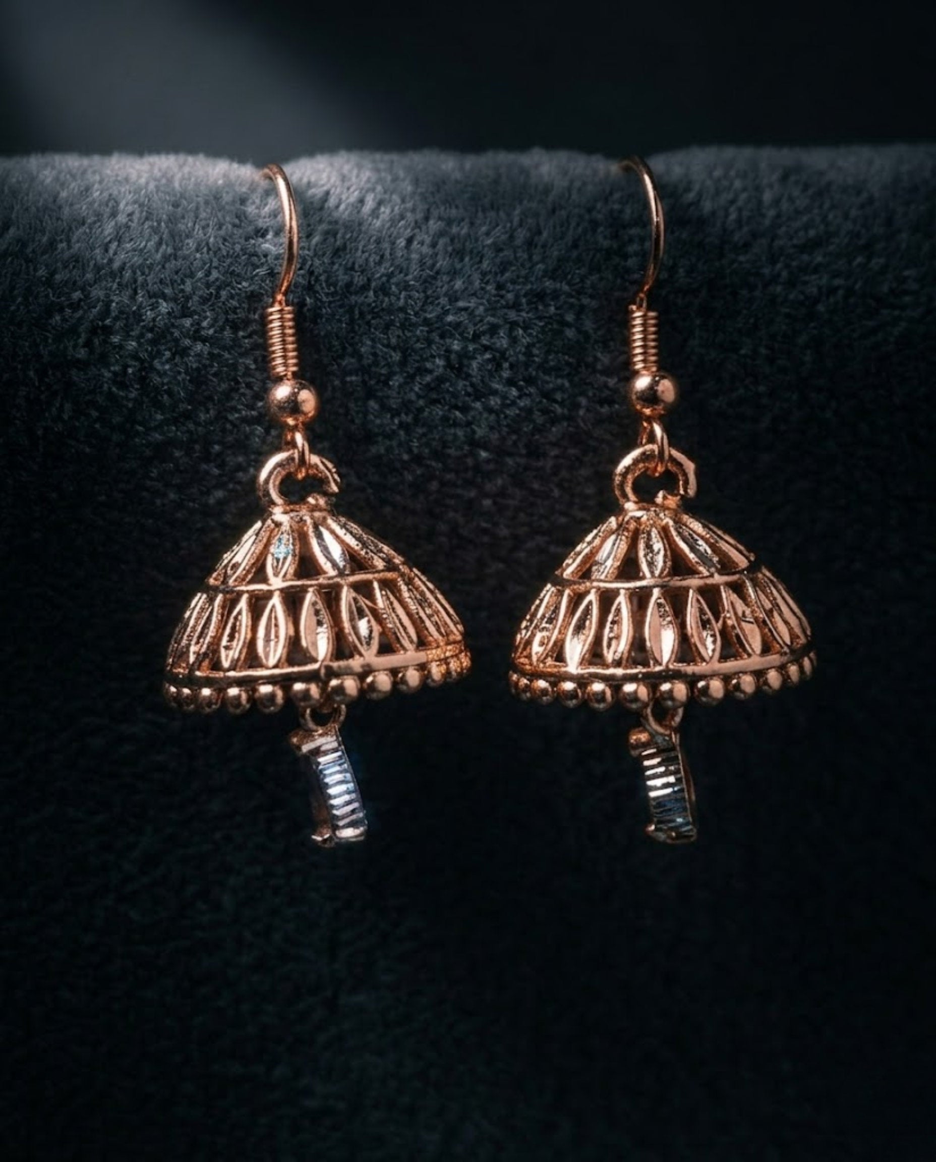 Orneza Gold Plated Jhumka Earrings with Zircon Drop