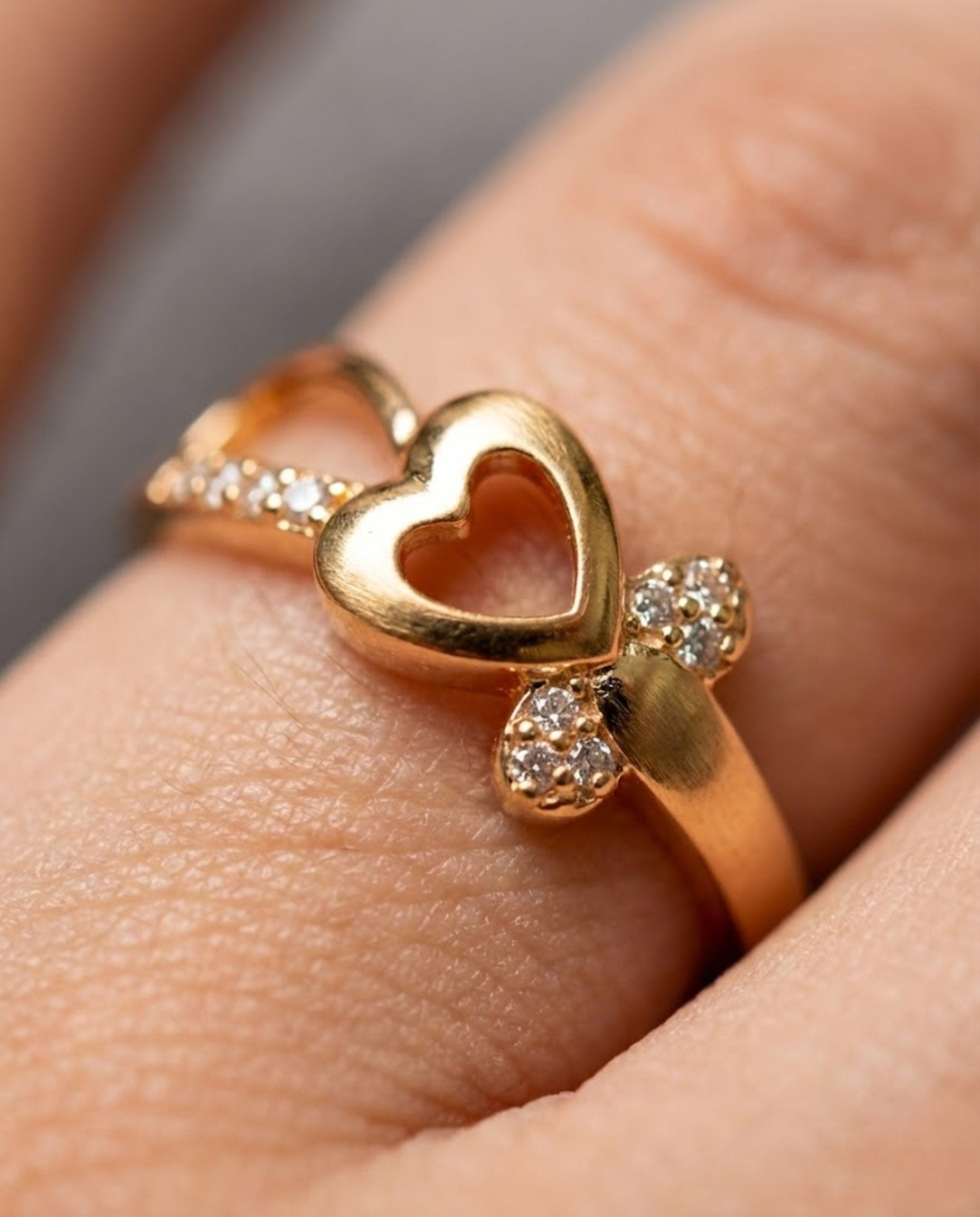 Orneza Gold Heart Infinity Adjustable Ring