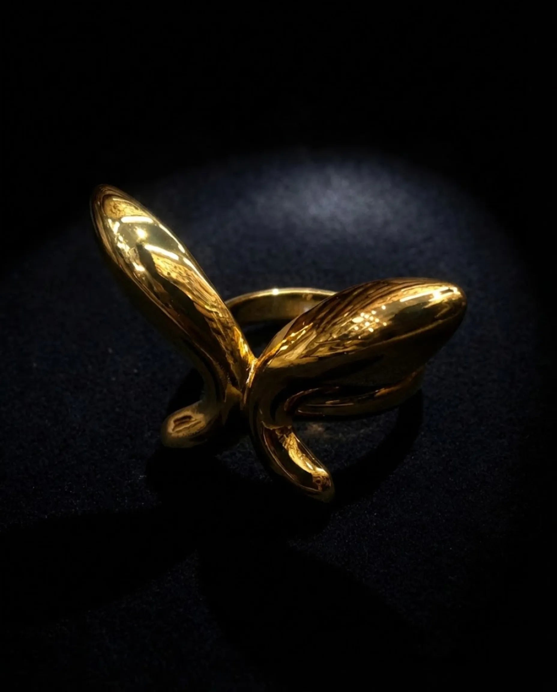 Orneza Gold Butterfly Statement Ring - Modern Sculptural Band