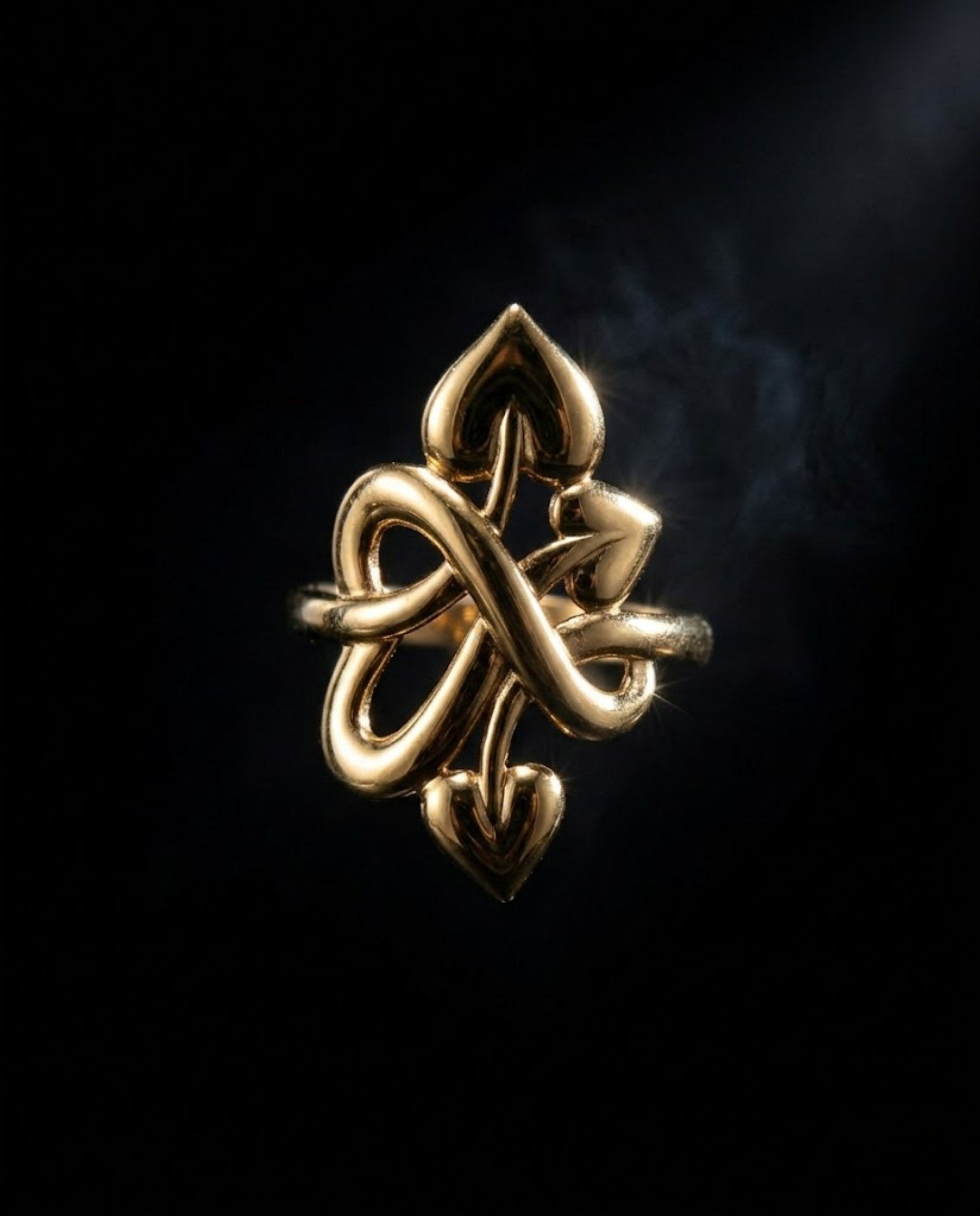 Orneza Heart Knot Gold Plated Statement Ring