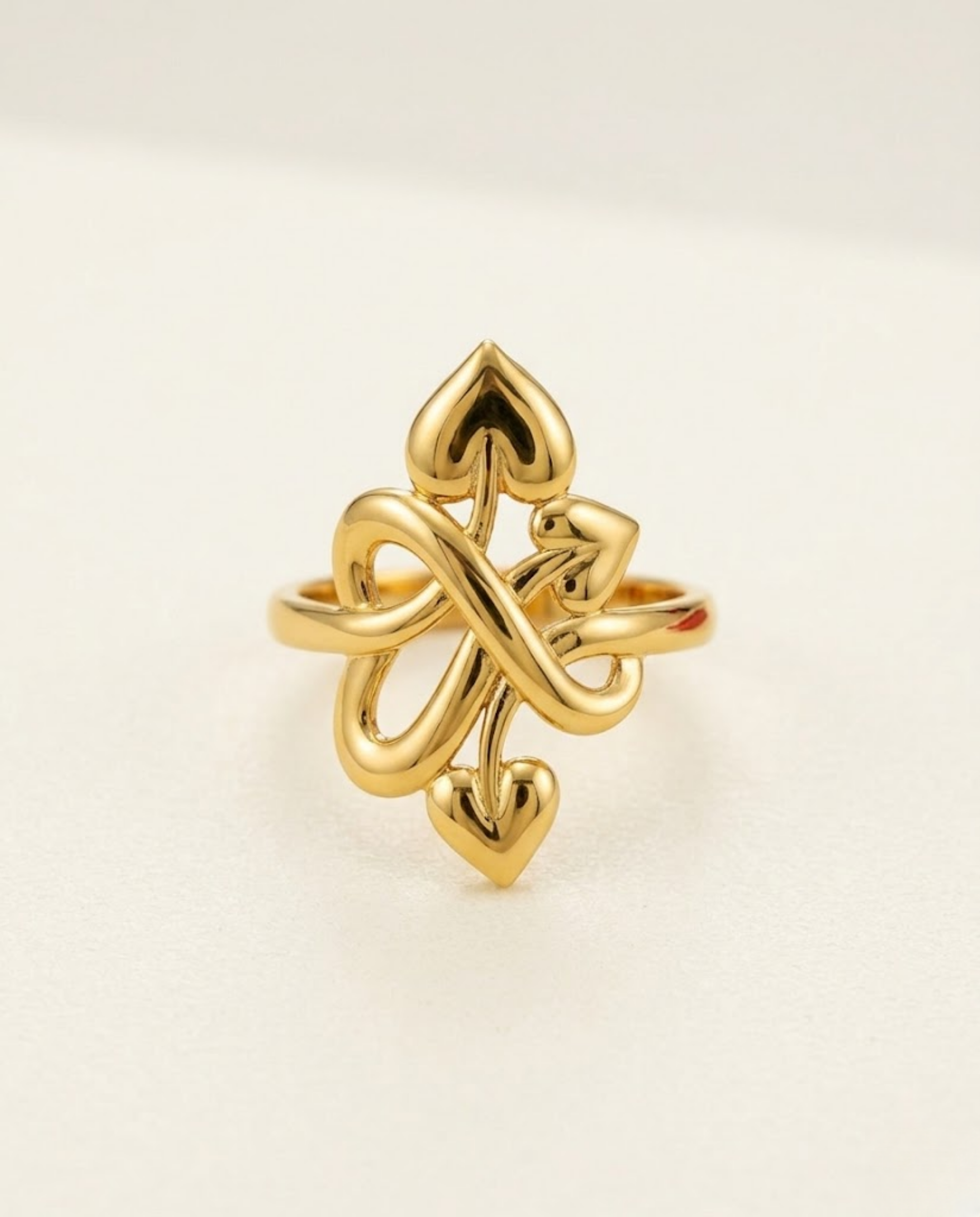 Orneza Heart Knot Gold Plated Statement Ring