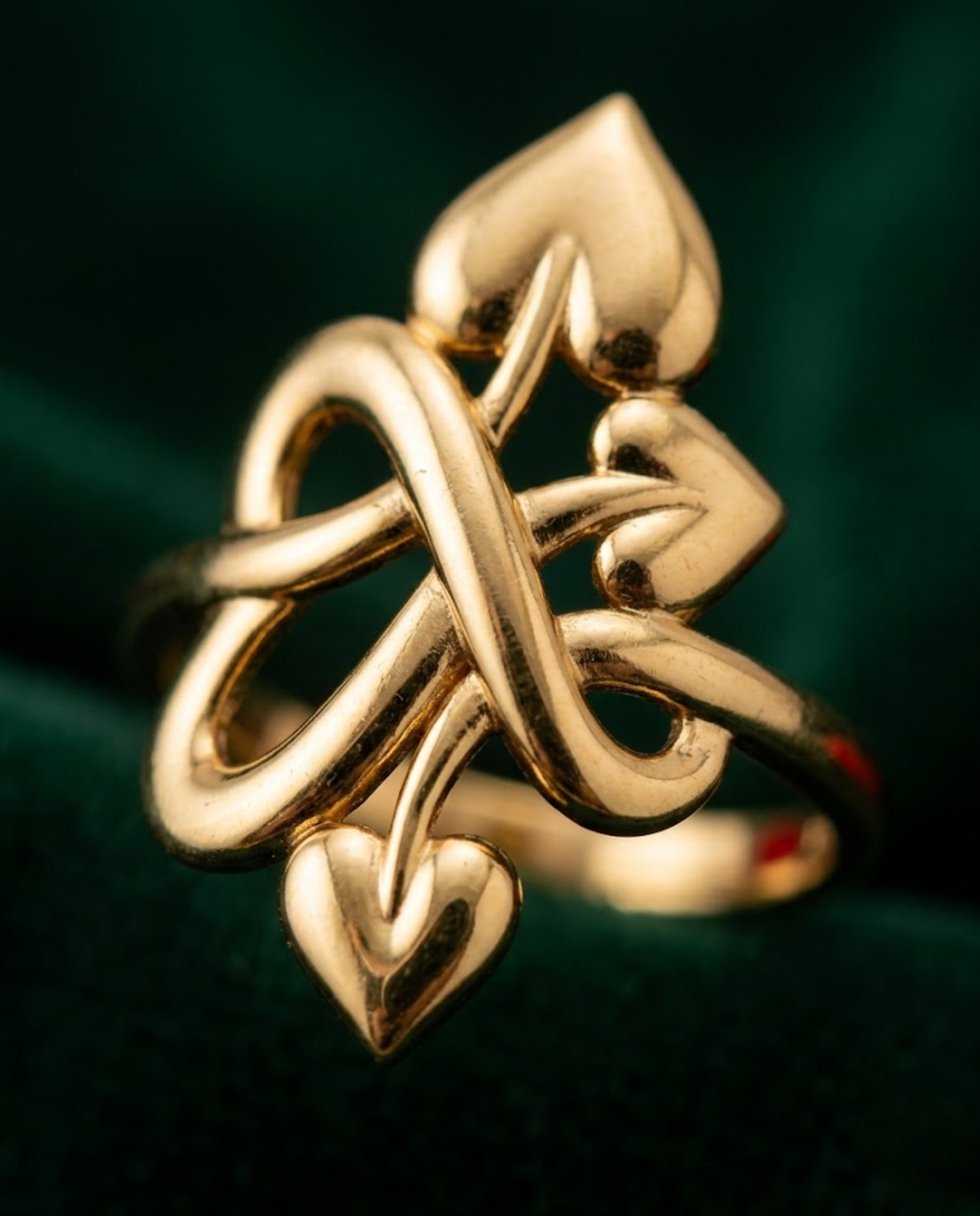 Orneza Heart Knot Gold Plated Statement Ring