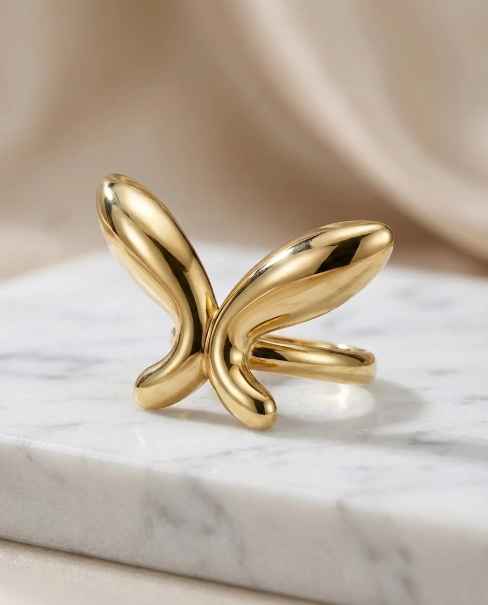 Orneza Gold Butterfly Statement Ring - Modern Sculptural Band