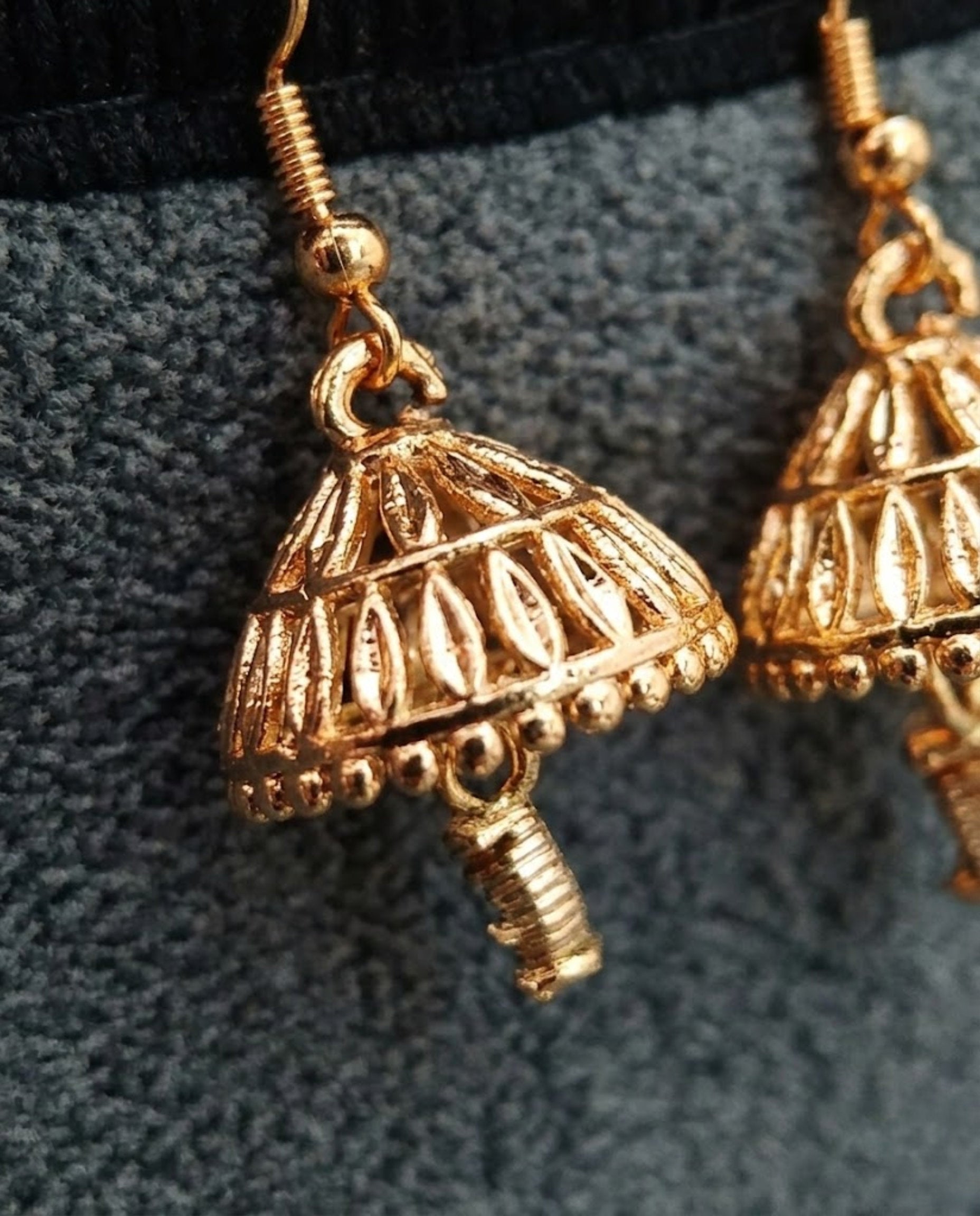 Orneza Gold Plated Jhumka Earrings with Zircon Drop