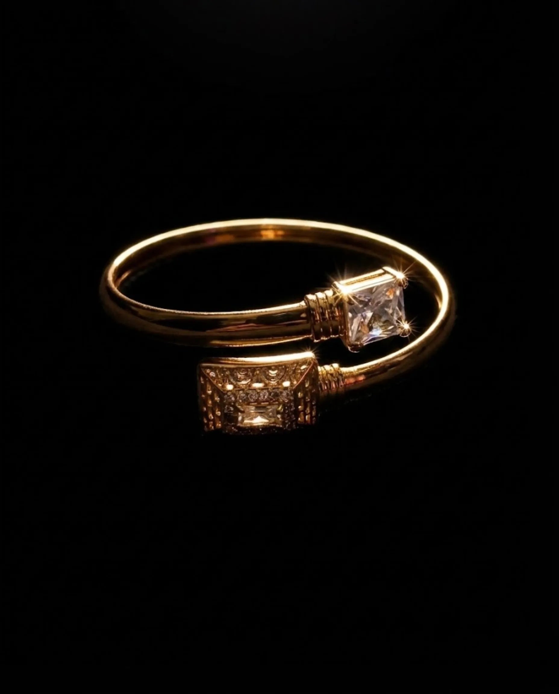 Orneza Empress Gold Bypass Bangle with Intricate Filigree
