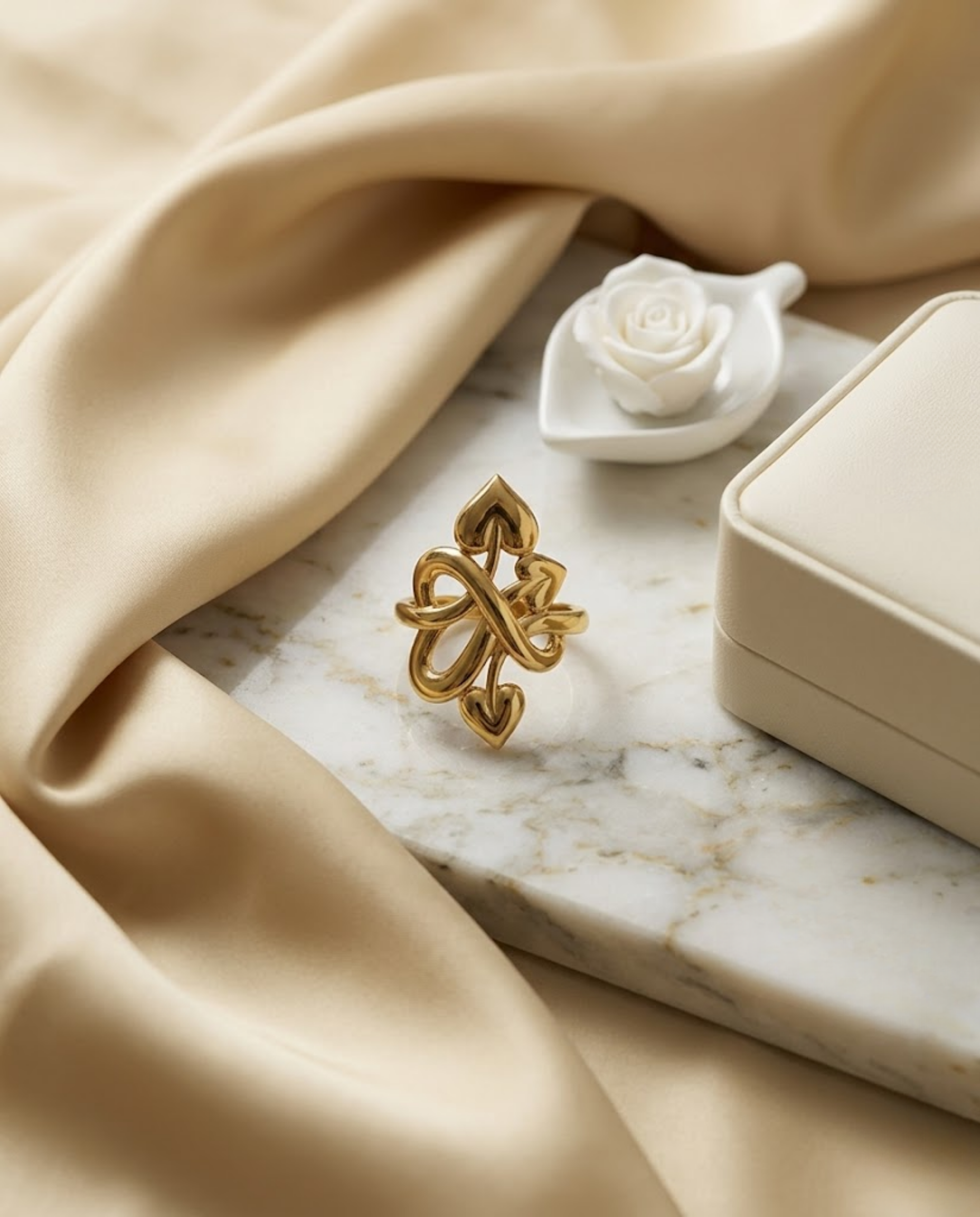 Orneza Heart Knot Gold Plated Statement Ring