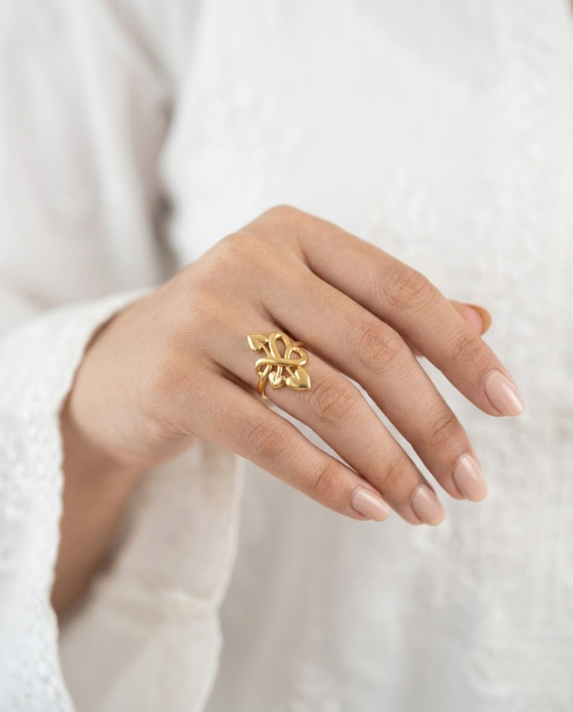 Orneza Heart Knot Gold Plated Statement Ring