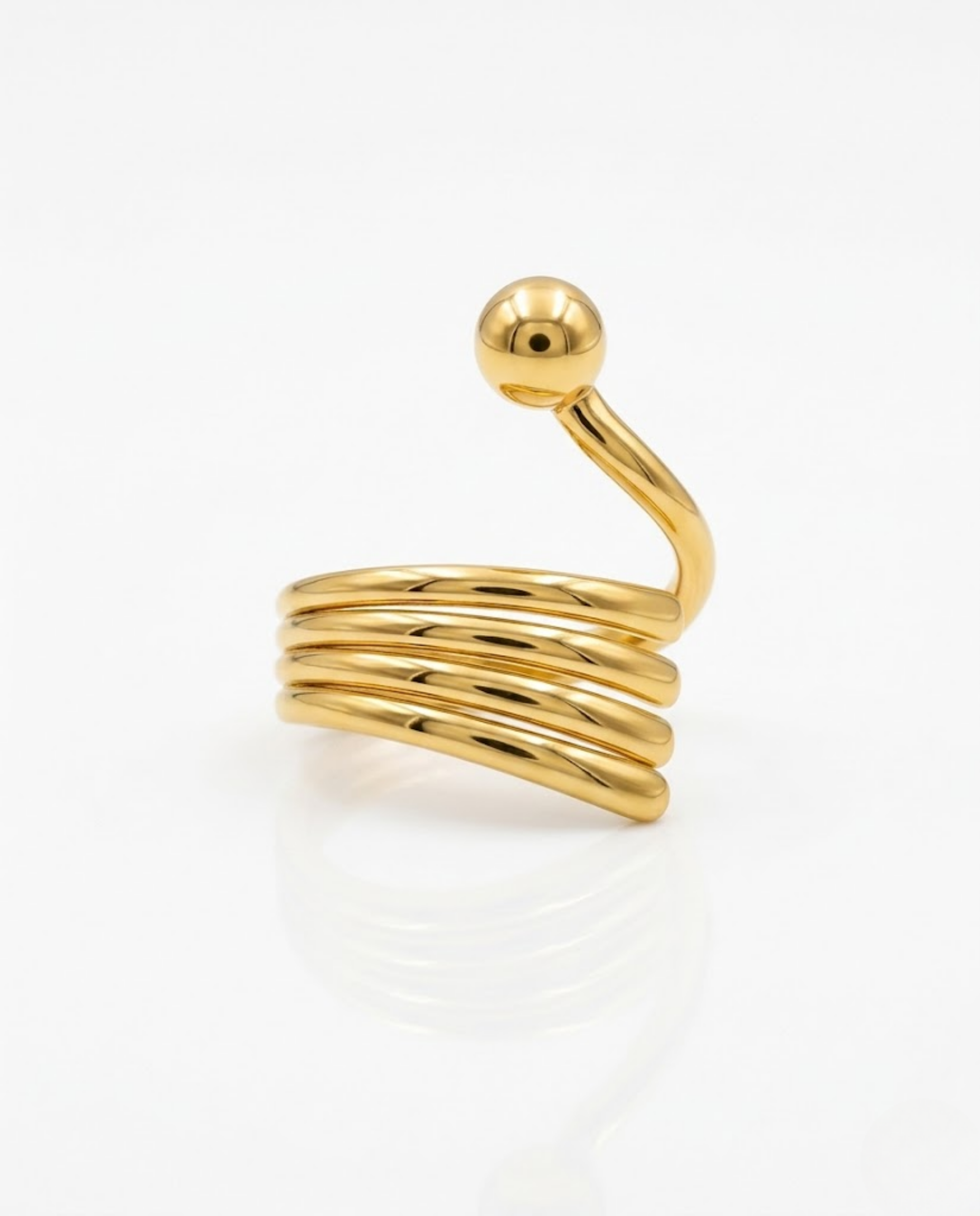 Orneza Spiral Orb Gold Plated Statement Ring