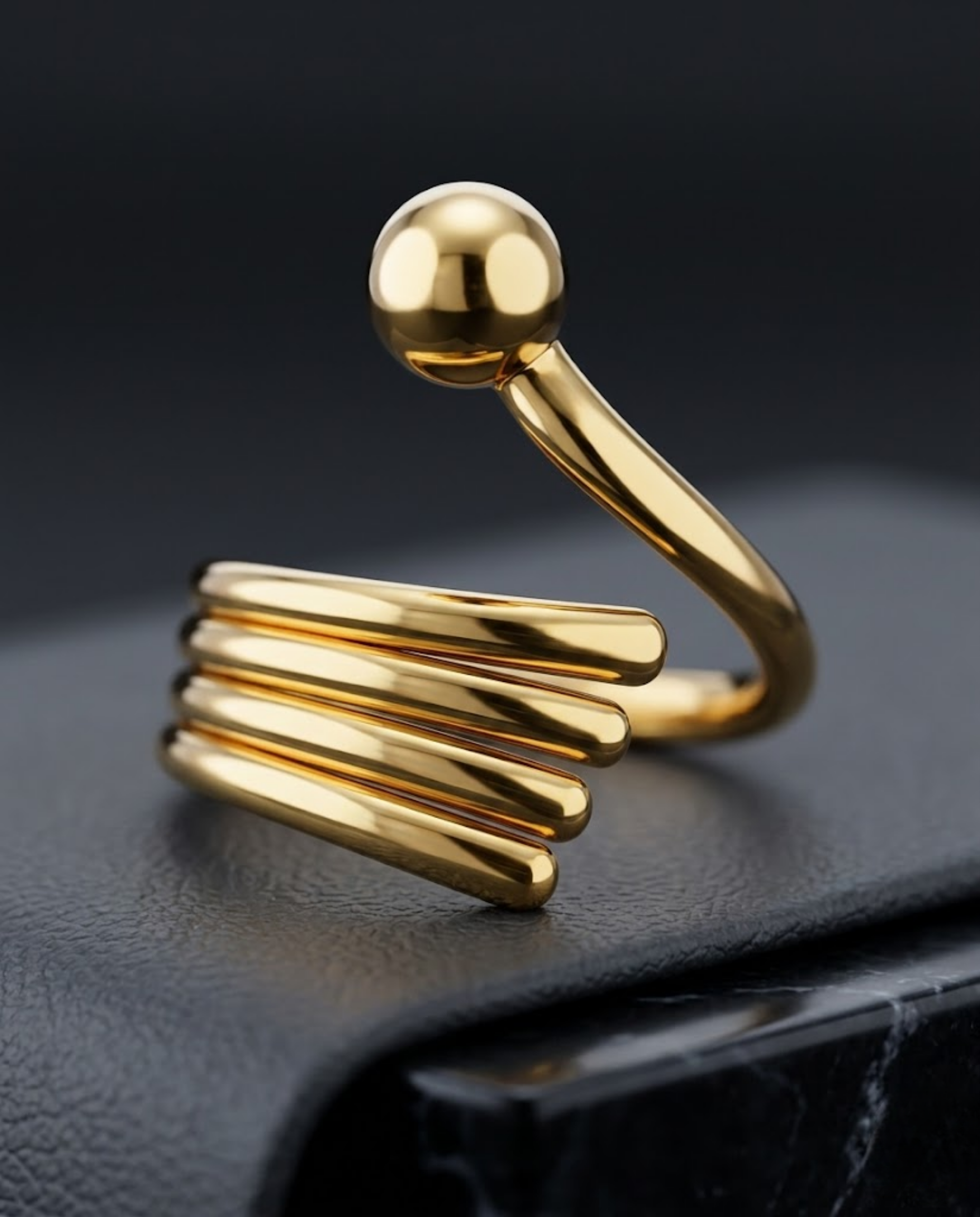 Orneza Spiral Orb Gold Plated Statement Ring