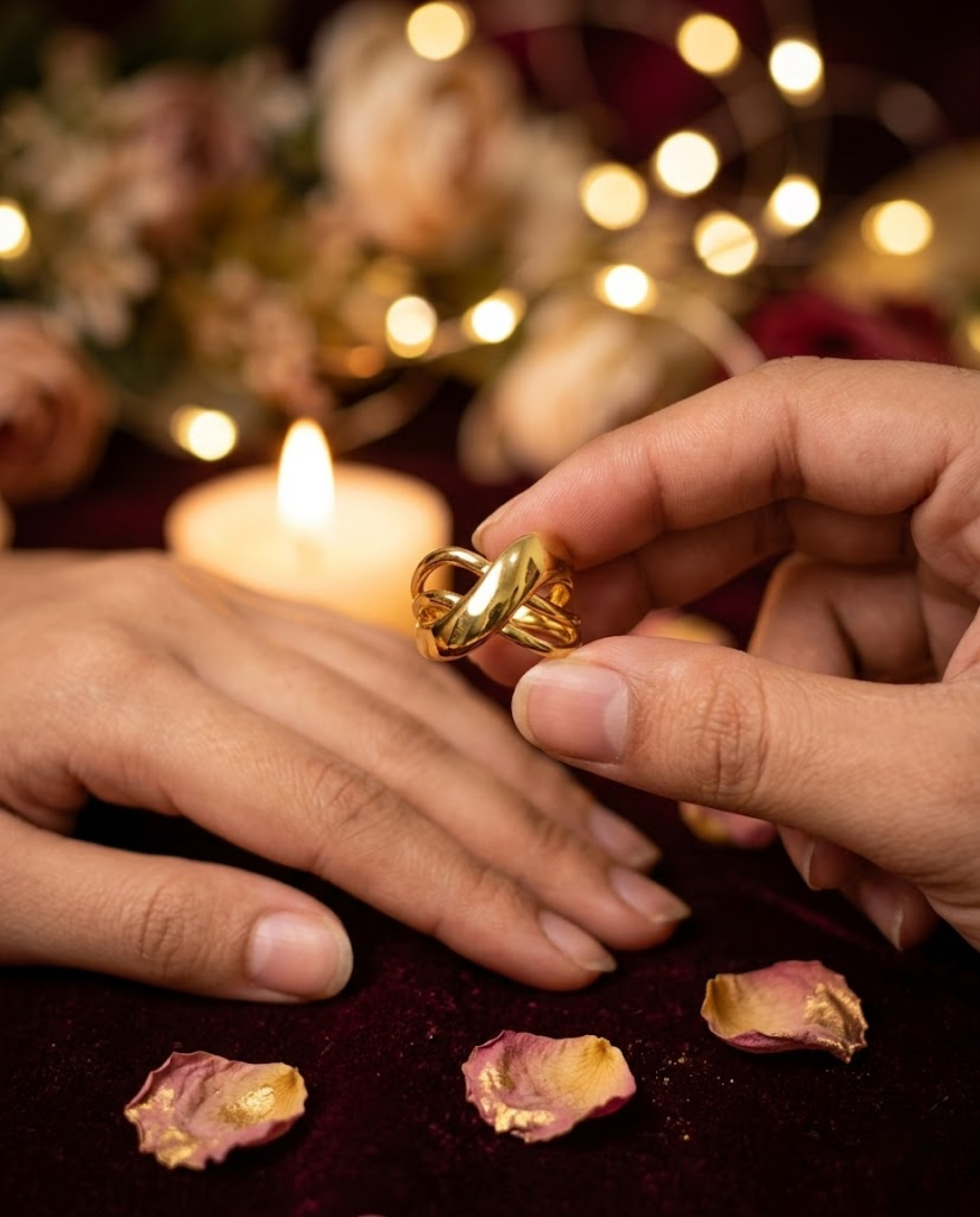 Orneza Infinite Ribbon Gold Plated Statement Ring