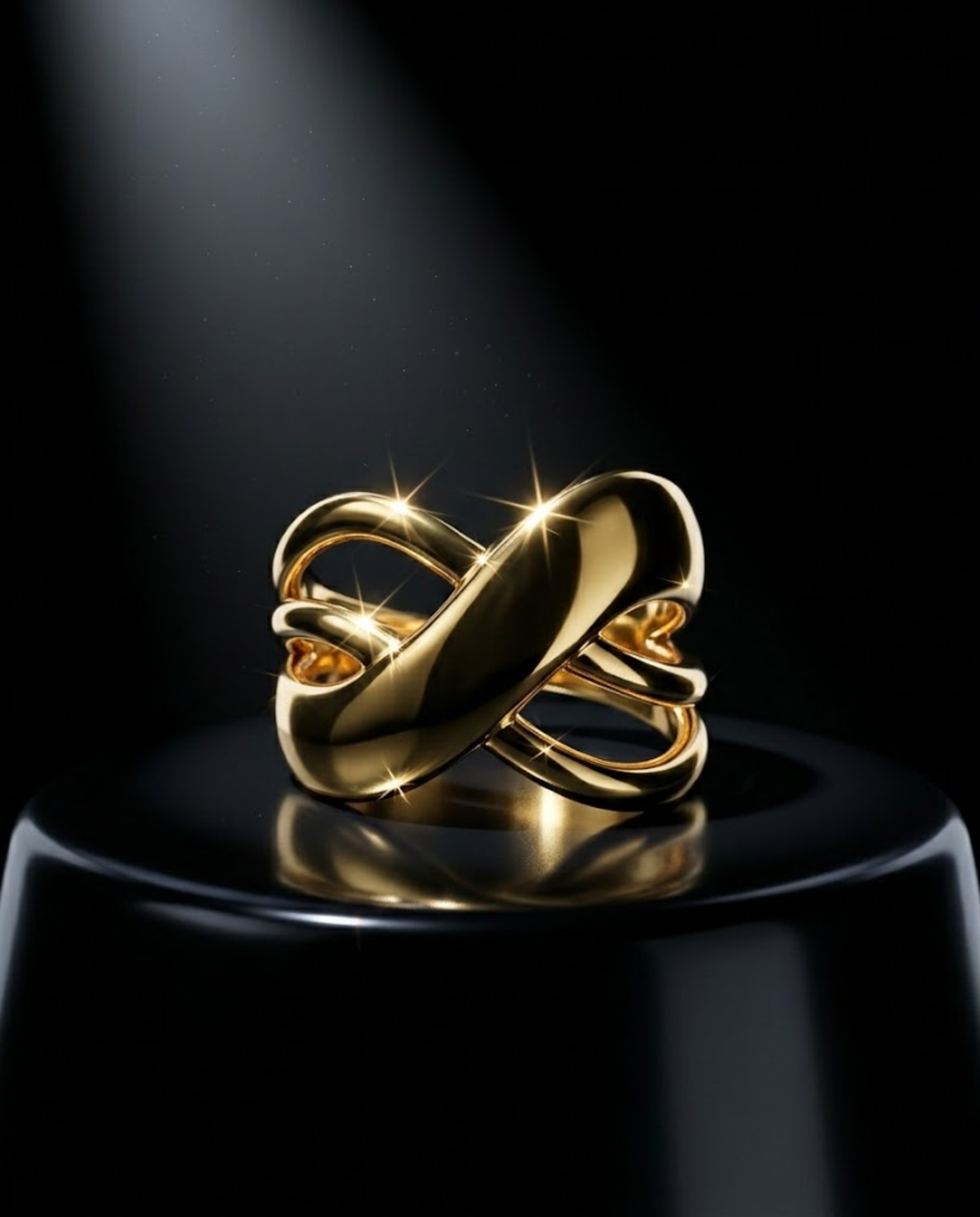 Orneza Infinite Ribbon Gold Plated Statement Ring