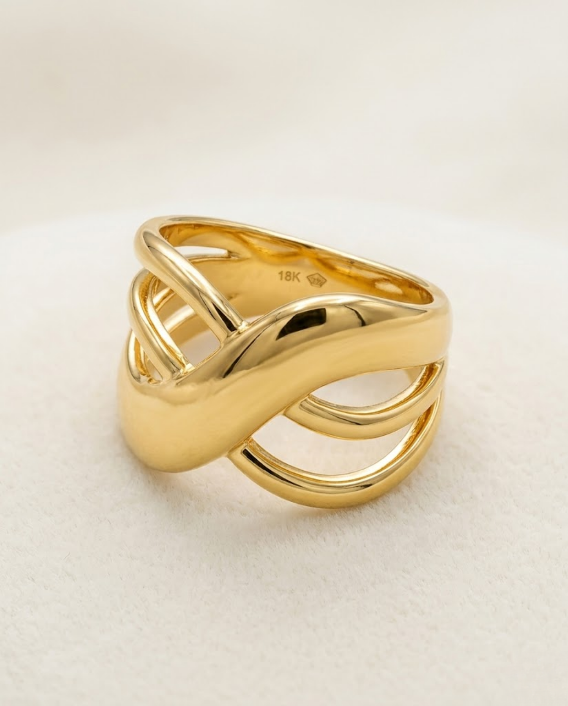 Orneza Infinite Ribbon Gold Plated Statement Ring